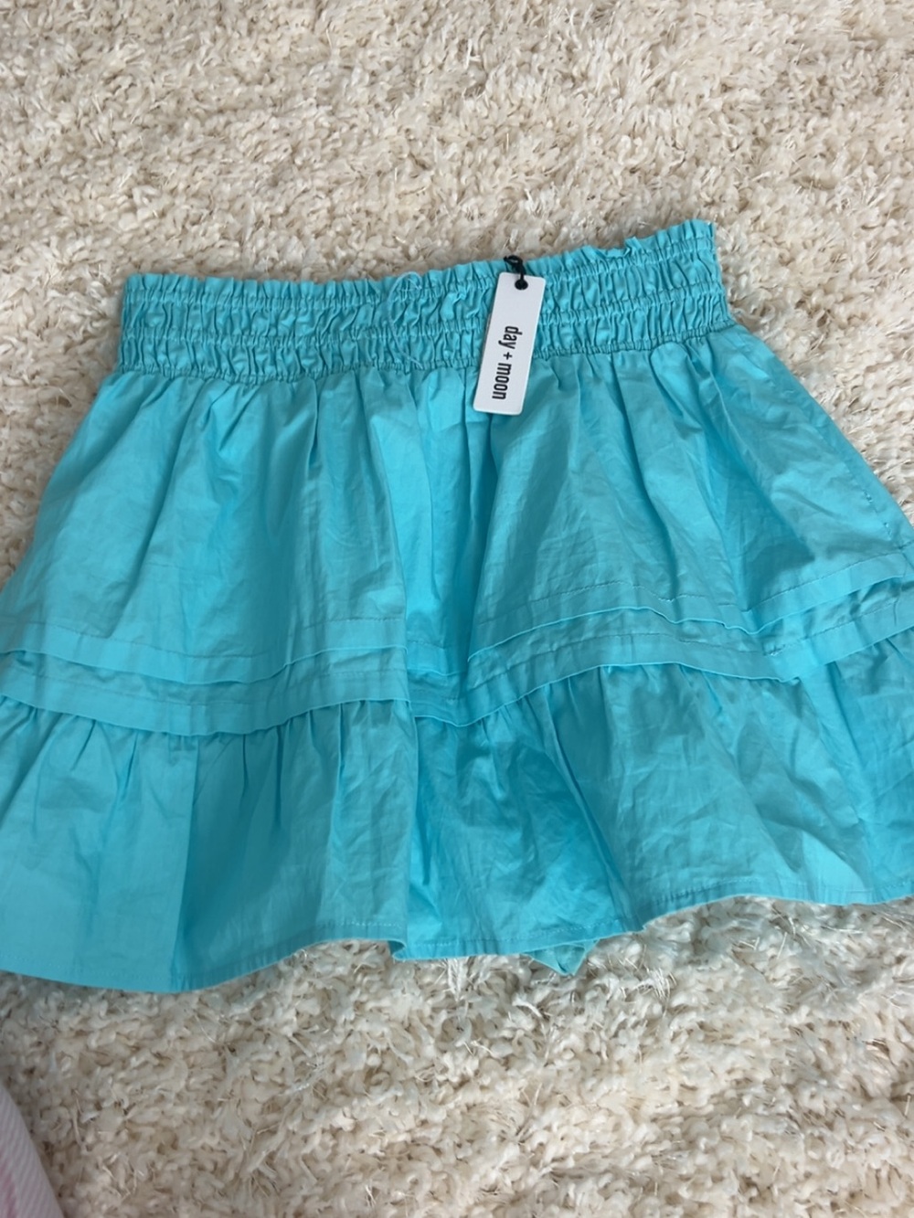 day+moon Turquoise Tiered Smocked Waist Skirt